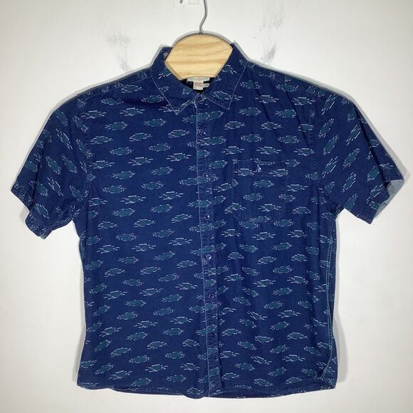 Carbon 2 Cobalt Mens Short Sleeve Button Up Shirt Blue Size XL - Picture 2 of 5